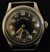 A small gents steel Revue Sport stainless steel wrist watch, 35mm diameter with black and Arabic