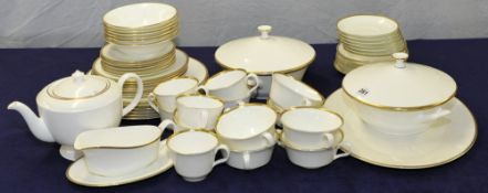 A Worcester Strathmore porcelain white and gilt tea and dinner service (55 pieces)