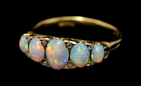 18ct five stone opal ring, size O