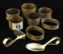 Seven various silver napkin rings approx 180g