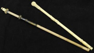 Carved bone folding parasol handle