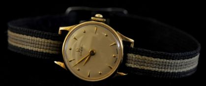 9ct gold Omega ladies wrist watch with original case and outer box