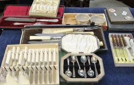 A collection of various boxed sets of silver plated and other cutlery (approx 12)