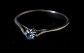 9ct single stone diamond solitaire, size M