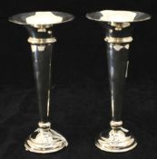 Matched pair of silver plated spill vases by Martinoid, 18cm high
