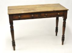 Victorian mahogany side table fitted with two drawers, 104cm