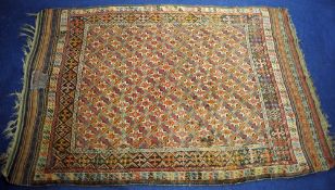 Antique Kurdish wool rug with maker`s signature, 170cm x 255cm