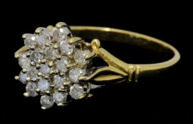 18ct diamond cluster ring, size N