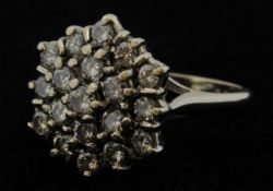 18ct diamond cluster ring, size K