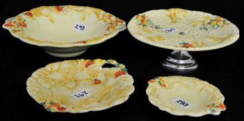 Clarice Cliff Celtic Harvest cake stand together with three similar Celtic Harvest bowls (4)