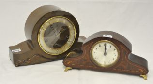Edwardian mahogany cased mantle clock and a walnut cased chiming mantle clock (with keys)