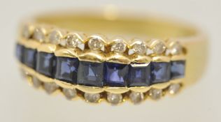 18ct sapphire and diamond ring, size M