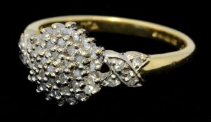 14ct diamond cluster ring, size M