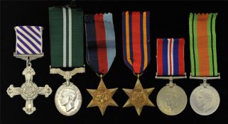 MEDALS Distinguished Flying Cross to Flt Lt D.A.Jones R.A.F, Comprising DFC cased medal, Geo VI
