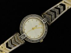 A ladies Brooks and Bentley gilt metal and diamond wristwatch