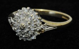 9ct diamond cluster ring, size O