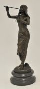 A bronze figure of a middle eastern women playing flutes 42cm