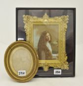Victorian portrait of a lady in ornate gilt frame with an glazed easel case together with