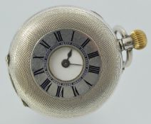 Silver half hunter fob watch with roman numerals, goldsmith company