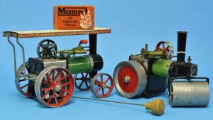 A Mamod traction engine and a Mamod steam roller