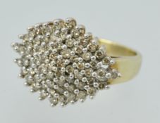 9ct gold diamond cluster ring, size M