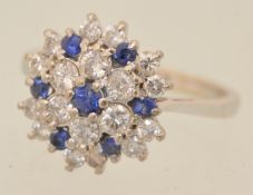 18ct white gold diamond and sapphire ring size, N