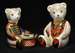 Two Royal Crown Derby Paperweights, Teddy Bear with Drum, and Teddy Bear Collectors Guild 1997,