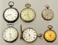 Six various pocket watches including Smiths, Ingersoll, Badollet & Omega (6)