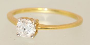 Diamond solitaire ring set in 9ct yellow gold t/w Copy of Insurance Valuation at £1,300, diamond