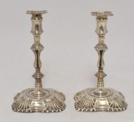 A pair of Victorian silver candlesticks, base stamped W Spiridion, Cardiff, 14cm