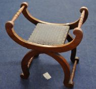 A mahogany `X` framed stool