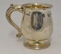 Silver tankard with acanthus scroll handle, 12cm high, 11.9 oz