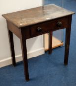 Early 19th century oak single drawer side table on square legs,  66cm