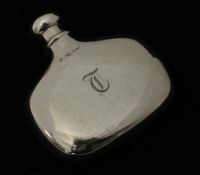 Silver hip flask 9cm tall, approx 78g