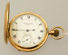 A 9ct gold Waltham full hunter pocket watch, Thomas Russell & Sons, Liverpool