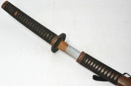 Japanese 20th century Katana Sword in brown scabbard with shagreen style grip, 102cm