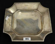 George V silver square shaped dish on four feet, Sheffield circa 1951 impressed `Beaver Ltd