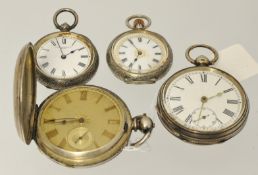 Four various silver cased watches including full hunter stamped `J. Furrer & Co Geneva`