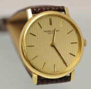 A gents 18ct gold Favre-Leuba wristwatch, the case number 80857, 18K with Croco leather strap