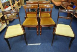Set 4 early Victorian mahogany framed dining chairs with drop in seats and a pair of 19th century