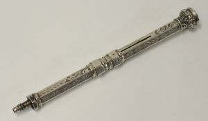 Silver combination propelling pen and pencil, 11cm