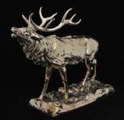 Large Contempory filled silver Stag sculpture, stamped .925, 47cm long x 40cm high,