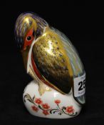 Royal Crown Derby Paperweight Kingfisher, gold stopper, 11.5cm