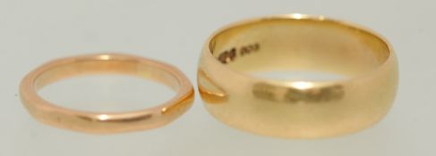 Two 9ct gold wedding bands, 6.8g