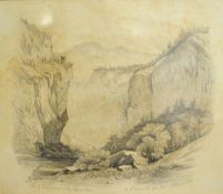 W.A. Delamotte sketch `Castle on The Upper Rhine` 17cm x 20cm