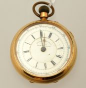 A Marine `Prescott` Decimal Chronograph open face pocket watch, Lancashire Watch Co, with gold