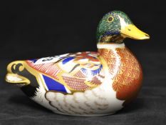 Royal Crown Derby Paperweight Large Duck, silver stopper, 9cm