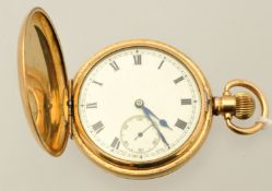 A Dennison Moon gold plated full hunter pocket watch with presentation inscription date 1923,