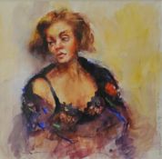 ROBERT LENKIEWICZ (1941-2002) watercolour `Portrait of a Lady` signed and titled `9.50pm, 18/6/94,