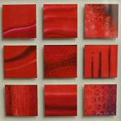 NANCY WOOD (born 1961) `Nine Squares` abstract print. 40cm x 40cm